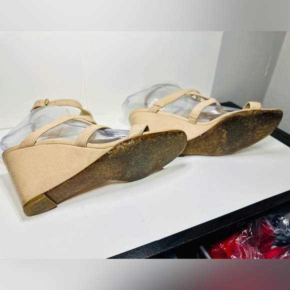 Via Spiga Wedge Sandal Nude Strappy Leather Heels SZ 7.5 EUC - Picture 9 of 13